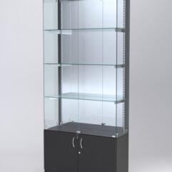 Витрина АСТЕРИЯ №23 (с дверками, задняя стенка - зеркало), Черный