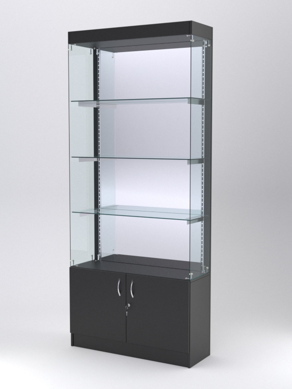 Витрина АСТЕРИЯ №123 (без дверок, задняя стенка - зеркало), Черный