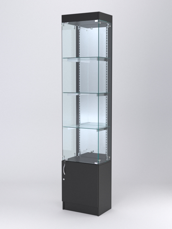 Витрина АСТЕРИЯ №24 (с дверкой, задняя стенка - зеркало), Черный