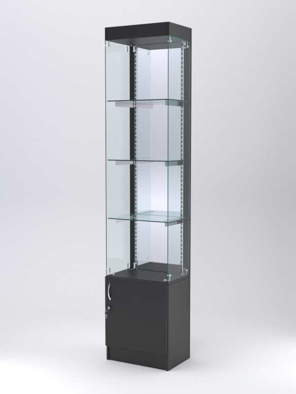 Витрина АСТЕРИЯ №124 (без дверки, задняя стенка - зеркало), Черный