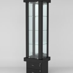 Витрина ЭЛИТА №12-2 (задняя стенка - зеркало), Черный