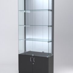 Витрина АСТЕРИЯ №27 (с дверками, задняя стенка - зеркало), Черный