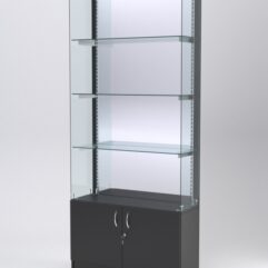 Витрина АСТЕРИЯ №127 (без дверок, задняя стенка - зеркало), Черный