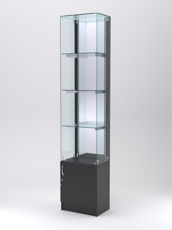 Витрина АСТЕРИЯ №128 (без дверки, задняя стенка - зеркало), Черный