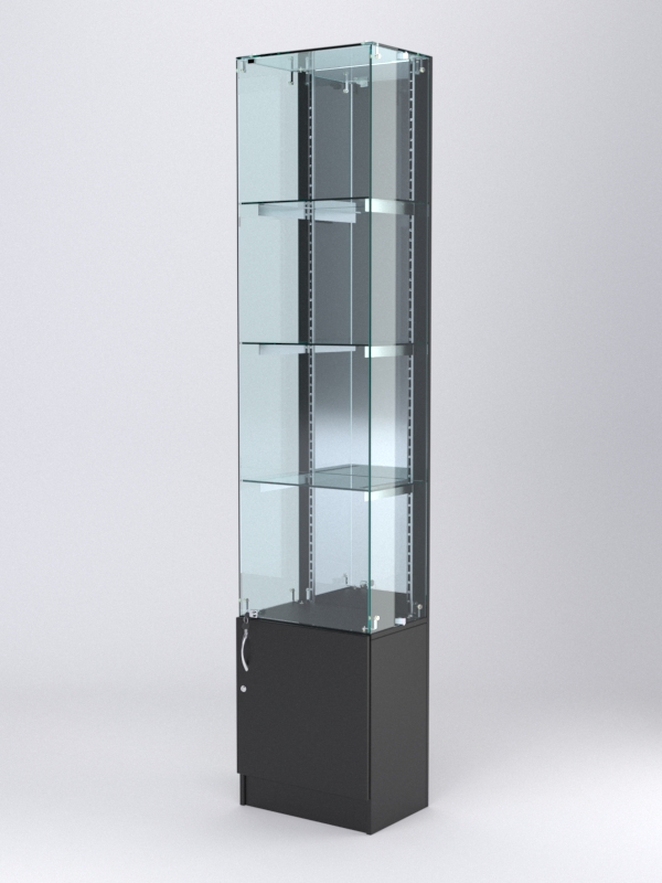 Витрина АСТЕРИЯ №28 (с дверкой, задняя стенка - зеркало), Черный