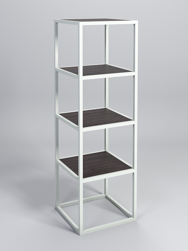 Стеллаж Стронг №3 в стиле ЛОФТ, Дуб Венге, металлический каркас белая ночь
