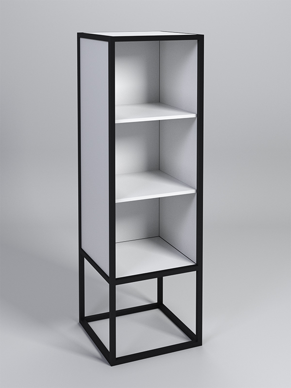 Стеллаж Стронг №3А в стиле ЛОФТ, Белый, металлический каркас черный