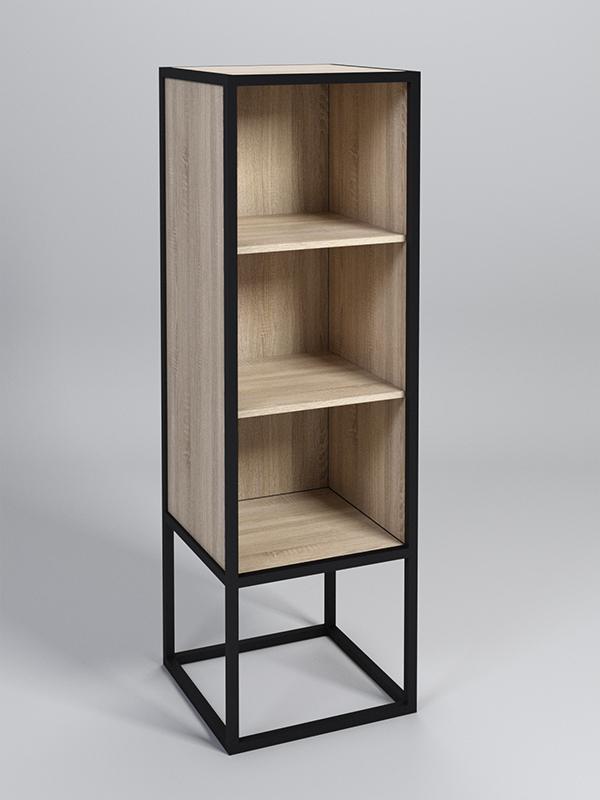 Стеллаж Стронг №3А в стиле ЛОФТ, Дуб Сонома, металлический каркас черный