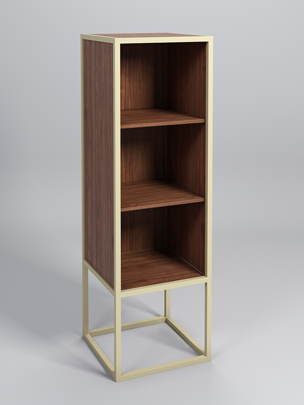 Стеллаж Стронг №3А в стиле ЛОФТ, Орех, металлический каркас бежевый