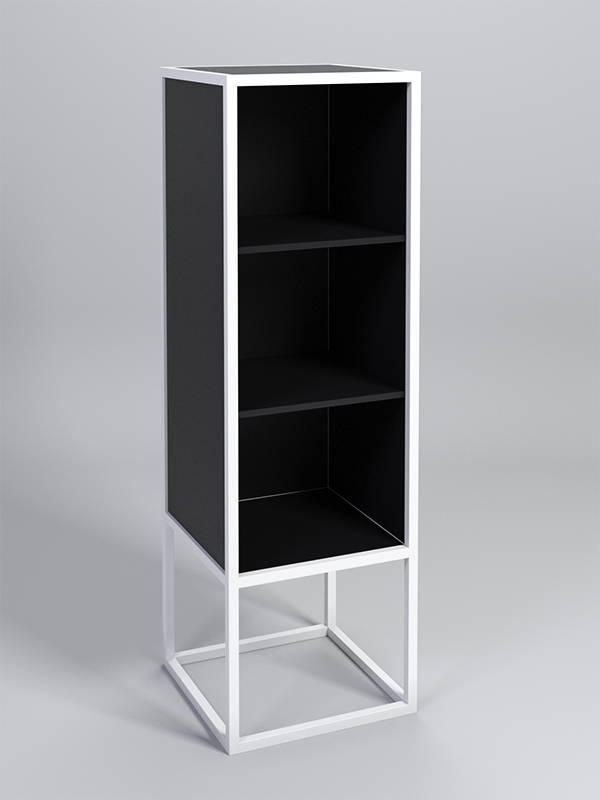 Стеллаж Стронг №3А в стиле ЛОФТ, Черный, металлический каркас белый