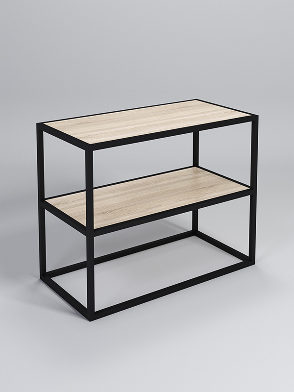 Стеллаж Стронг №4 в стиле ЛОФТ, Дуб Сонома, металлический каркас черный