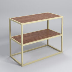 Стеллаж Стронг №4 в стиле ЛОФТ, Орех, металлический каркас бежевый