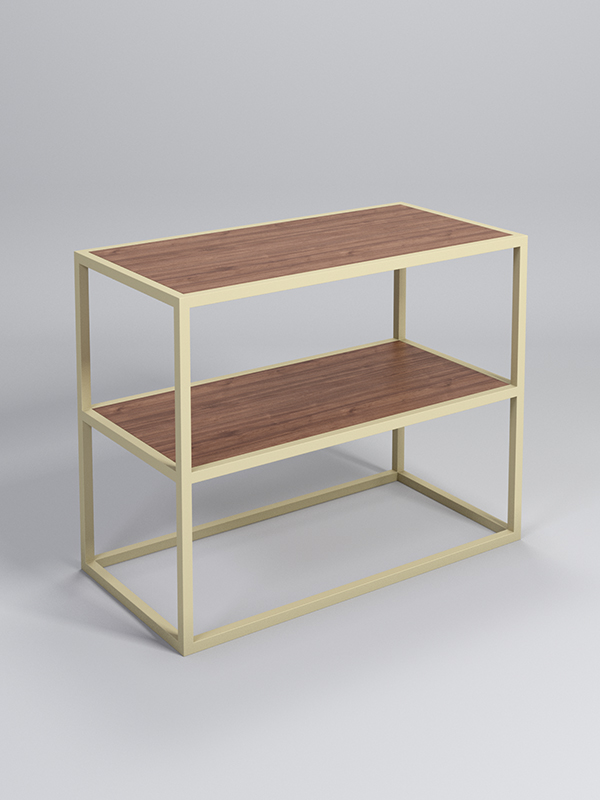 Стеллаж Стронг №4 в стиле ЛОФТ, Орех, металлический каркас бежевый