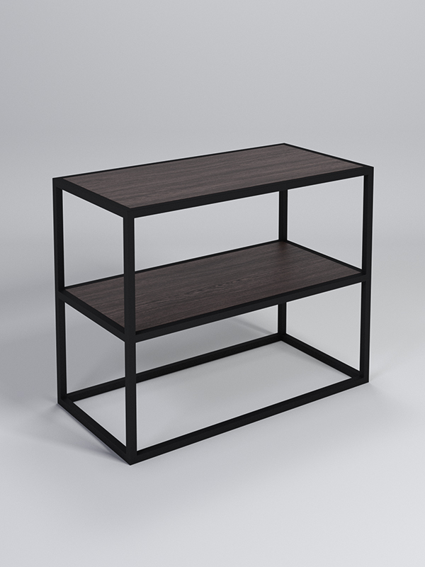 Стеллаж Стронг №4 в стиле ЛОФТ, Дуб Венге, металлический каркас черный