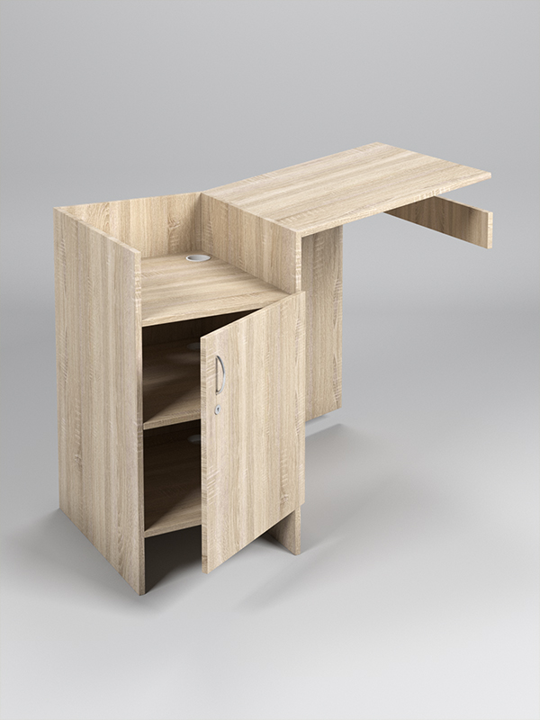 Прилавок под кассу ЭКОНОМ №5 (450мм+600мм) с хлопушкой, Дуб Сонома