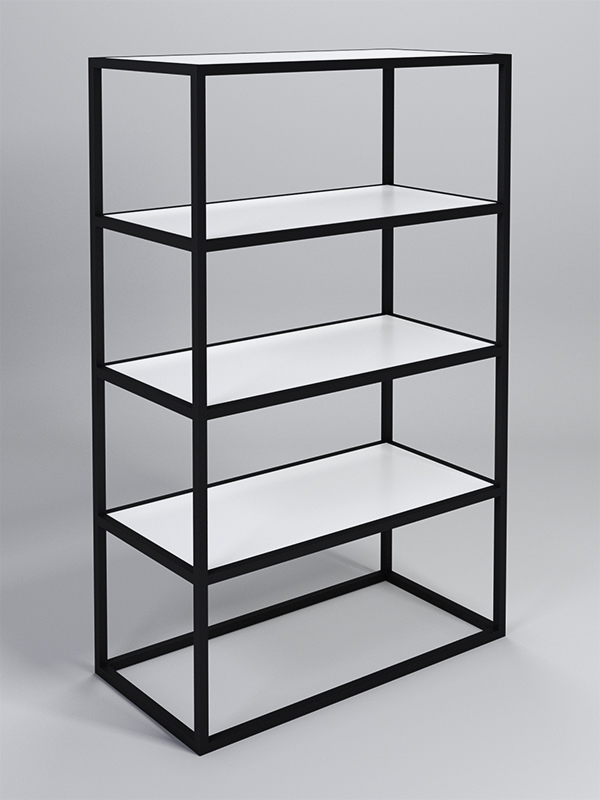 Стеллаж Стронг №1 в стиле ЛОФТ, Белый, металлический каркас черный
