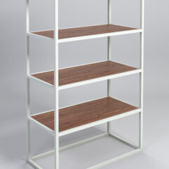 Стеллаж Стронг №1 в стиле ЛОФТ, Орех, металлический каркас белая ночь