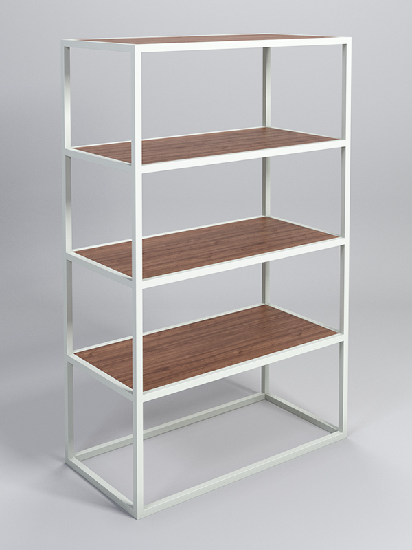 Стеллаж Стронг №1 в стиле ЛОФТ, Орех, металлический каркас белая ночь