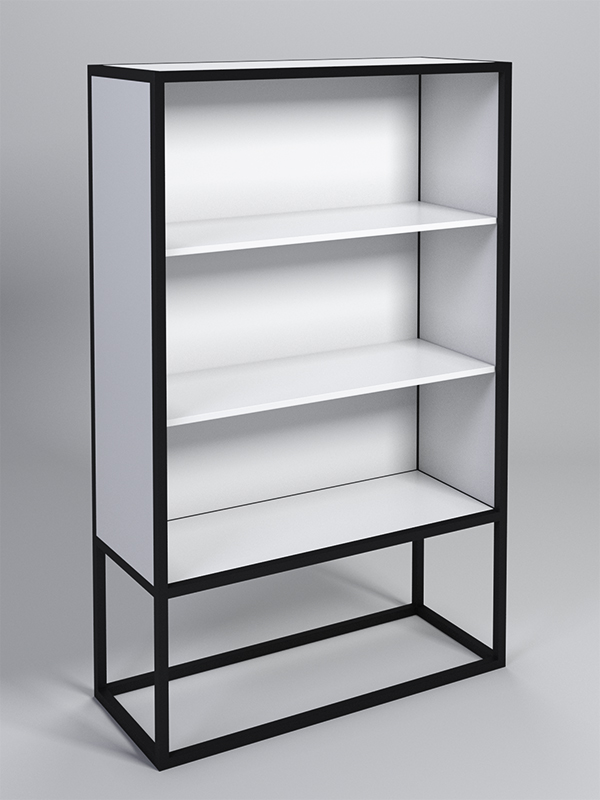 Стеллаж Стронг №1А в стиле ЛОФТ, Белый, металлический каркас черный