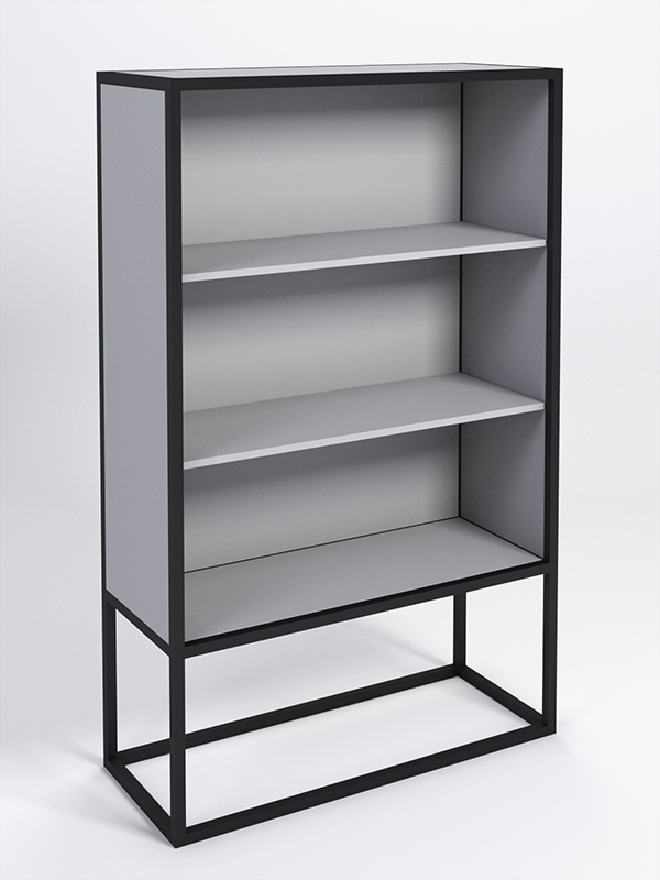 Стеллаж Стронг №1А в стиле ЛОФТ, Серый, металлический каркас черный