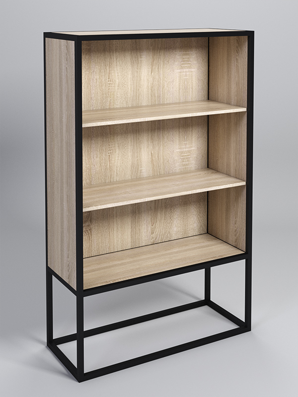 Стеллаж Стронг №1А в стиле ЛОФТ, Дуб Сонома, металлический каркас черный