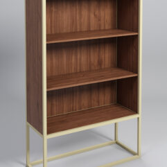 Стеллаж Стронг №1А в стиле ЛОФТ, Орех, металлический каркас бежевый