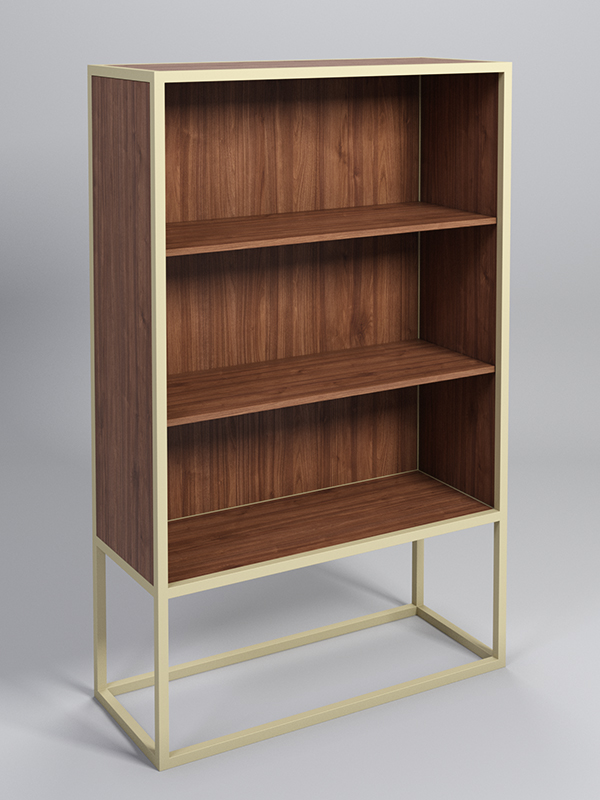 Стеллаж Стронг №1А в стиле ЛОФТ, Орех, металлический каркас бежевый