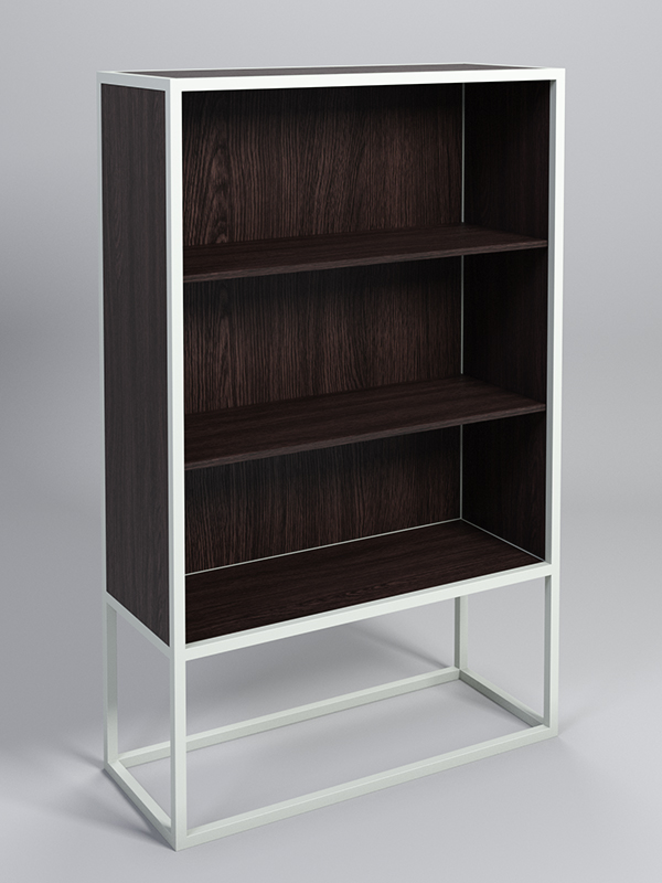 Стеллаж Стронг №1А в стиле ЛОФТ, Дуб Венге, металлический каркас белая ночь