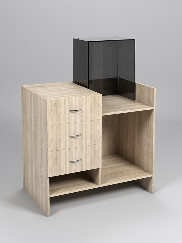 Прилавок под кассу ЭКОНОМ №2 с надставкой, Дуб Сонома