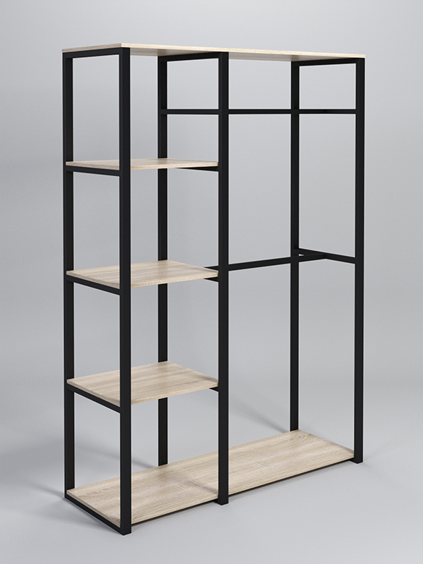 Стеллаж Стронг №10 в стиле ЛОФТ, Дуб Сонома, металлический каркас черный