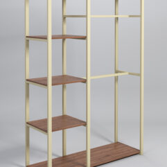 Стеллаж Стронг №10 в стиле ЛОФТ, Орех, металлический каркас бежевый