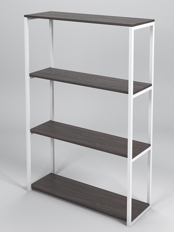 Стеллаж Стронг №12 в стиле ЛОФТ, Каркас -Белый, Полки - Дуб Венге
