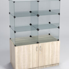 Прилавок КУБ №1-КО (без стеклянных дверок, передняя стенка - стекло), Дуб Сонома