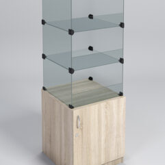 Прилавок КУБ №2-КО (без стеклянных дверок, передняя стенка - стекло), Дуб Сонома