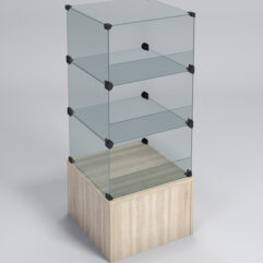 Прилавок КУБ №4-КО (без стеклянных дверок, передняя стенка - стекло), Дуб Сонома