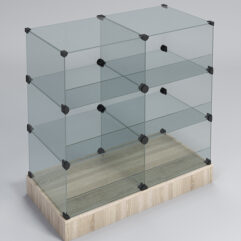 Прилавок КУБ №5-КО (без стеклянных дверок, передняя стенка - стекло), Дуб Сонома