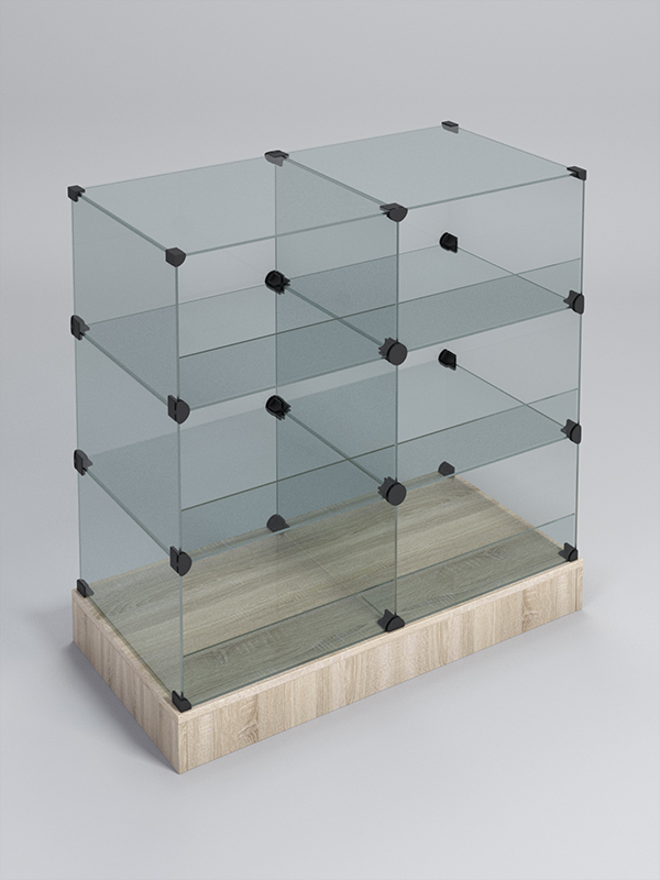 Прилавок КУБ №5-КО (без стеклянных дверок, передняя стенка - стекло), Дуб Сонома