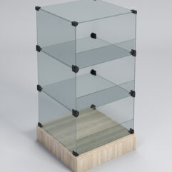 Прилавок КУБ №6-КО (без стеклянных дверок, передняя стенка - стекло), Дуб Сонома