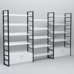 Комплект модулей 3760мм стеллажной системы Стронг в стиле ЛОФТ, Белый, металлический каркас черный