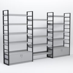 Комплект модулей 3760мм стеллажной системы Стронг в стиле ЛОФТ, Серый, металлический каркас черный