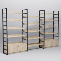 Комплект модулей 3760мм стеллажной системы Стронг в стиле ЛОФТ, Дуб Сонома, металлический каркас черный