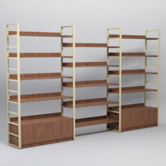 Комплект модулей 3760мм стеллажной системы Стронг в стиле ЛОФТ, Орех, металлический каркас бежевый