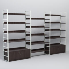 Комплект модулей 3760мм стеллажной системы Стронг в стиле ЛОФТ, Дуб Венге, металлический каркас белая ночь