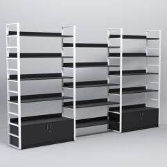 Комплект модулей 3760мм стеллажной системы Стронг в стиле ЛОФТ, Черный, металлический каркас белый