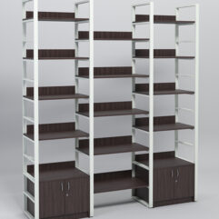 Комплект модулей 1960мм стеллажной системы Стронг в стиле ЛОФТ, Дуб Венге