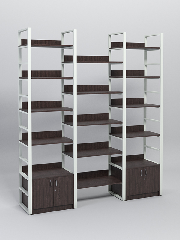 Комплект модулей 1960мм стеллажной системы Стронг в стиле ЛОФТ, Дуб Венге