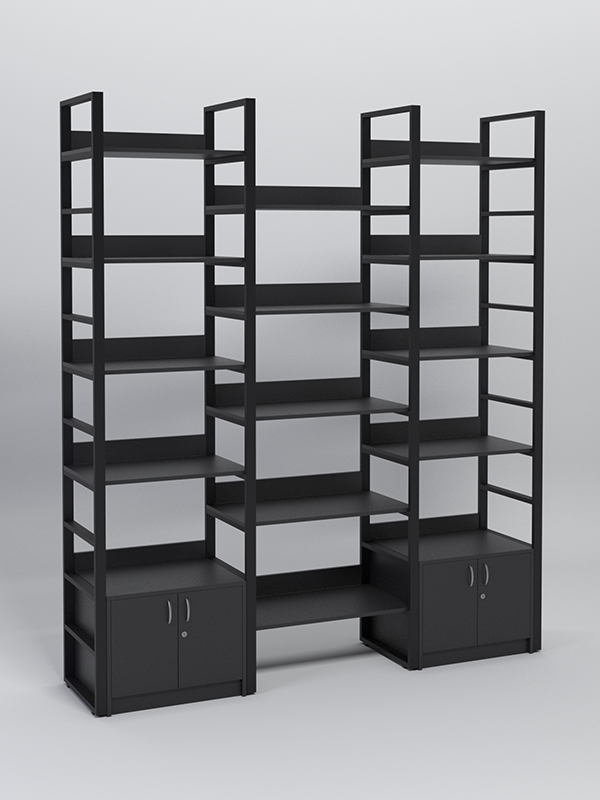 Комплект модулей 1960мм стеллажной системы Стронг в стиле ЛОФТ, Черный