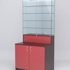 Витрина СОТА №2, задняя стенка Зеркало, Дуб Венге-Красный