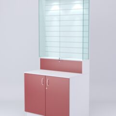 Витрина СОТА №5, задняя стенка Экономпанель, Белый-Красный