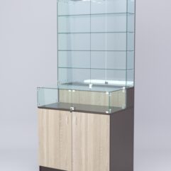 Витрина СОТА №7, задняя стенка Зеркало, Дуб Венге-Дуб Сонома